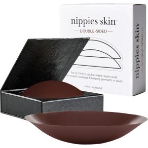 imageNippies Nipple Cover  Sticky On Two Sides Adhesive Silicone Reusable Nipple Pasties for Women with Travel BoxEspresso