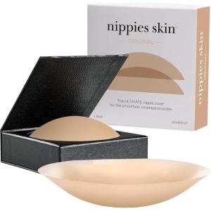 imageNippies Nipple Covers for Women  Sticky Adhesive Silicone Pasties  Reusable Pasty Nipple Cover with Travel BoxCircles Caramel