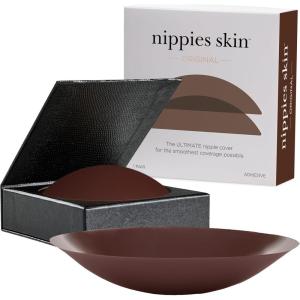 imageNippies Nipple Covers for Women  Sticky Adhesive Silicone Pasties  Reusable Pasty Nipple Cover with Travel BoxCircles Espresso