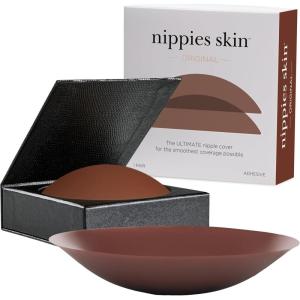 imageNippies Nipple Covers for Women  Sticky Adhesive Silicone Pasties  Reusable Pasty Nipple Cover with Travel BoxCircles Hazelnut