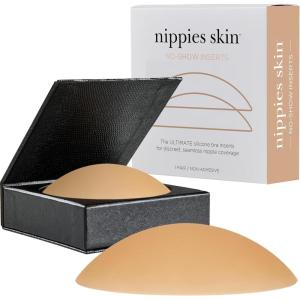 imageNippies NonAdhesive Bra Liner Nipple Covers for Women  Reusable Silicone NoShow Inserts with Travel BoxCaramel