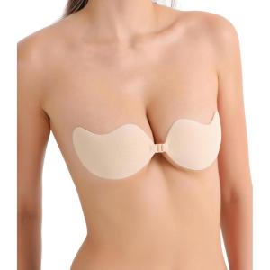 imageNippies Sticky Bra  Adhesive Strapless Backless Bra for Women Seamless Coverage Push Up Support  Crme with Travel BagCrme