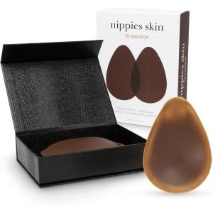 imageNippies Teardrop Nipple Covers for Women  Sticky Silicone Pasties with Gentle Lift Travel Case  Invisible ampamp SkinSafeEspresso