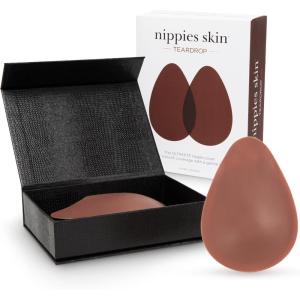 imageNippies Teardrop Nipple Covers for Women  Sticky Silicone Pasties with Gentle Lift Travel Case  Invisible ampamp SkinSafeHazelnut
