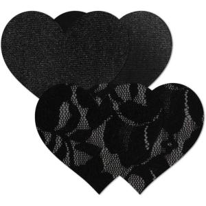 imageNippies Womens Waterproof Adhesive Fabric Nipple Cover PastiesBlack Heart